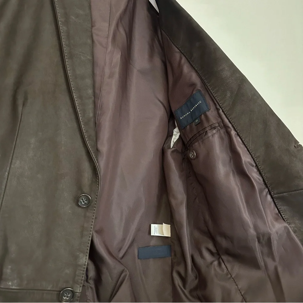 Banana Republic Brown Leather Blazer Coat